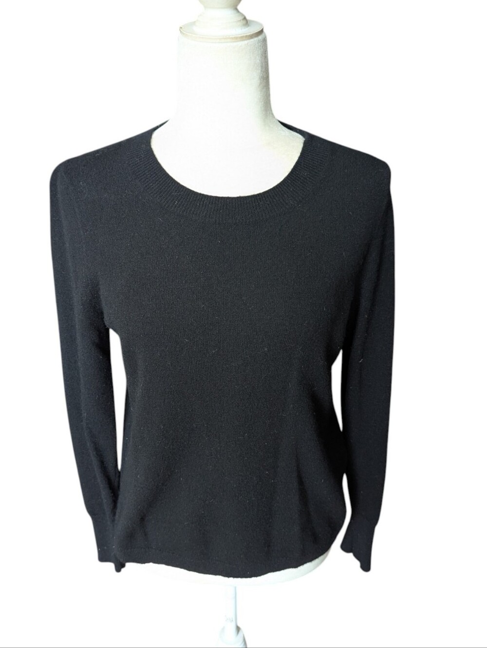 J. Crew Black Cashmere Crewneck Sweater old Money Quiet Classic Knit Sz M